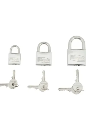 Di Tendenza Lucchetti acciaio inox 40 mm. in SET 3 pz. acciaio inox con master key