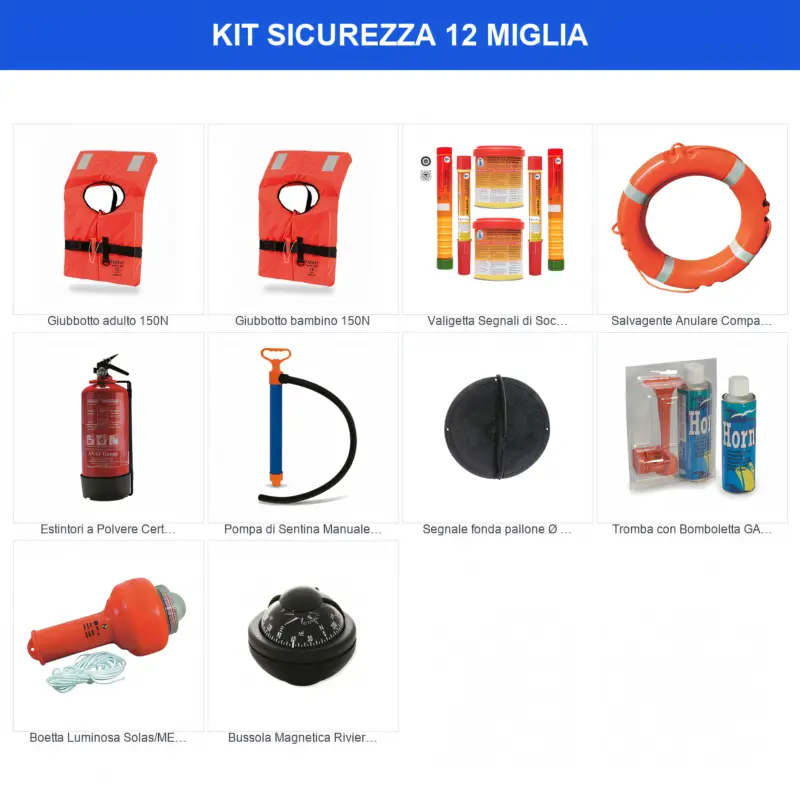 Nuovo Arrivo Kit Dotazioni di Sicurezza Entro 12 Miglia — Personalizzabile