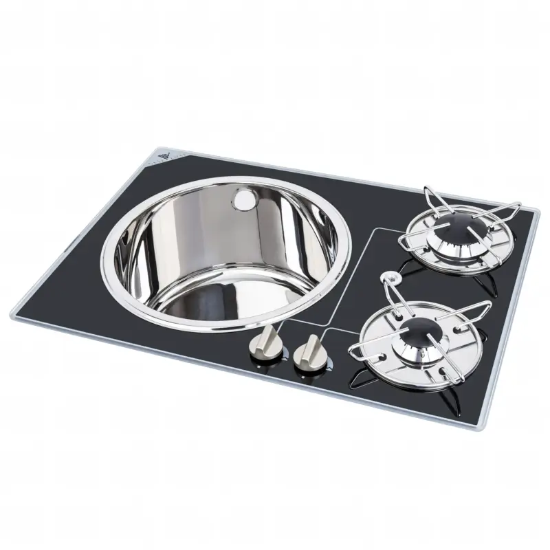 Piano Cottura Navyload 2 Fuochi con Lavello in Vetro Temperato Spedizione Espresso