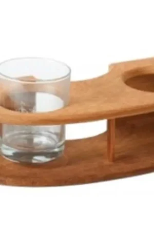 Professionale Portabicchiere curvilineo a parete Teak