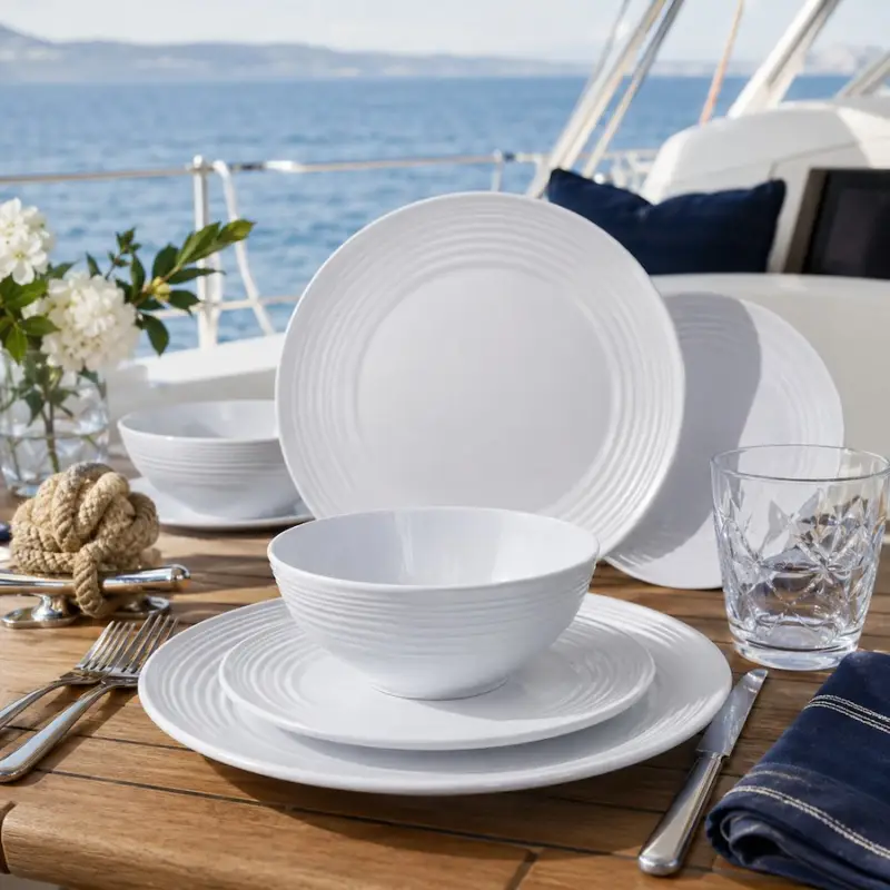 Set Piatti Nautici Antiscivolo Cool White – 12 Pezzi Subito Disponibile