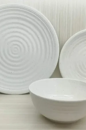 Consegna Rapida Set Stoviglie in Melamina Premium "Granite Pearl"