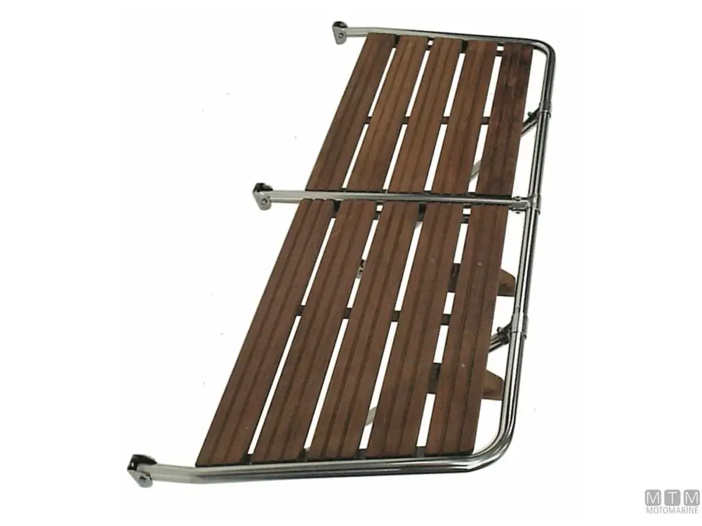SCALETTA 3 GRADINI ATTACCO PLANCIA D22/25MM ACCIAIO INOX 316 E E LEGNO Esclusivo
