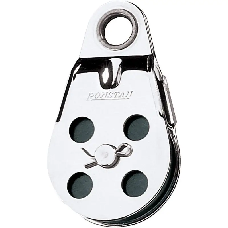 Solo Oggi Bozzello Ronstan Ø45mm singolo per cavi con puleggia rimuovibile in Nylatron, carico massimo 850kg, guance in acciaio inox