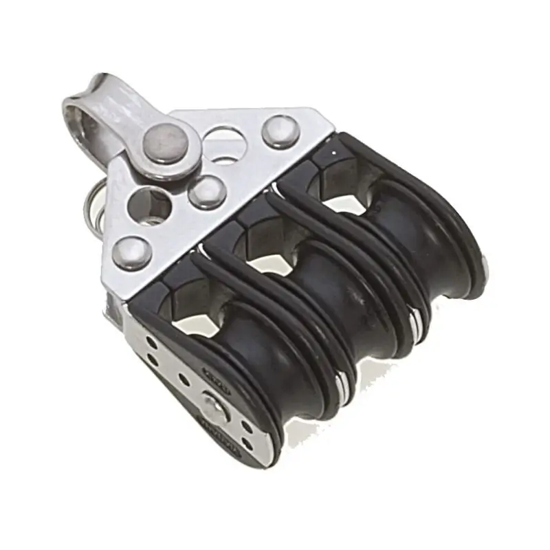 Bozzello Ø22mm triplo Viadana - Bozzello leggero in Delrin e acciaio AISI 316 per derive, carico di lavoro 100 kg, scotta max 6 mm. Novità