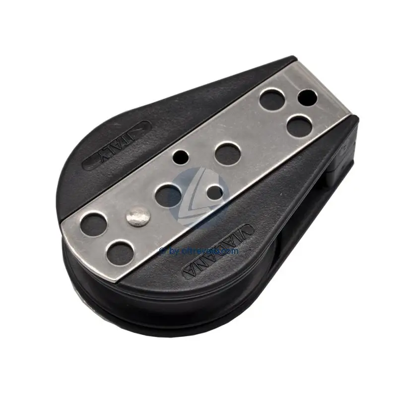 Offerta Speciale Bozzello Ø57mm piano Viadana - Bozzelli a sfere con puleggia in Delrin e parti metalliche AISI 316, carico di lavoro 280 kg, scotta massima 12 mm, per ottima scorrevolezza e carichi elevati.