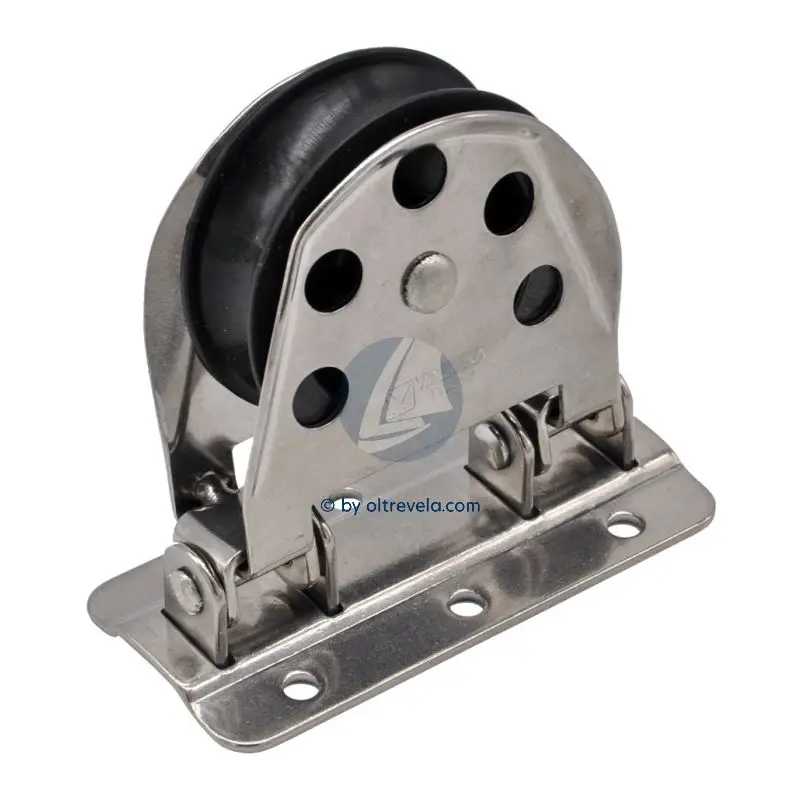 Compra Oggi Stesso Rinvio Ø55mm basculante su base Viadana per scotta 12mm - Carico rottura 1400 kg, diametro fori 5mm, interasse fori 83x42mm