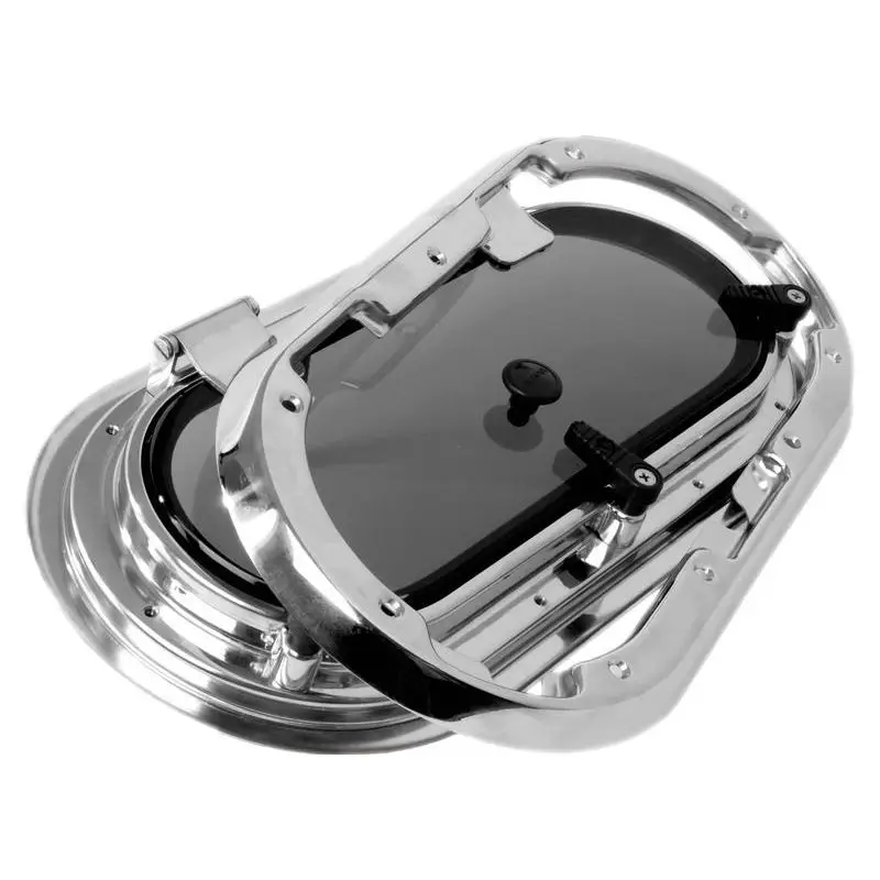 Acquista Ora Oblò Bomar inox ovale 438 x 210 mm con viti invisibili, angolo drenaggio, controflangia, zanzariera e fissaggio rapido, in acciaio inox AISI 316 lucidato. Approvato CE.
