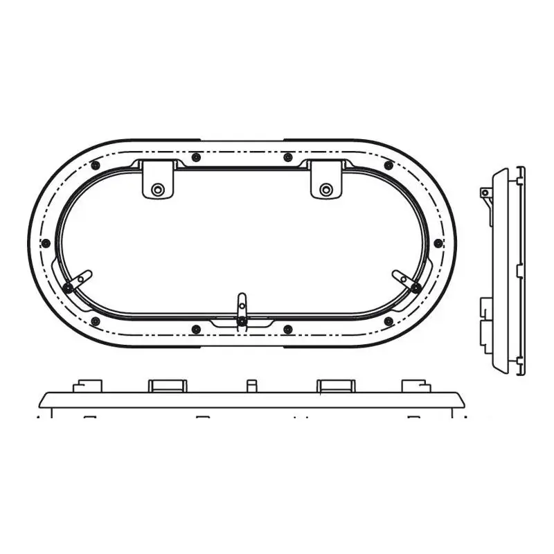 Oblò Ovale Bomar Flagship 216 x 444 mm con Carcassa in Nylon, Zanzariera e Vetro Acrilico Fumè - Fissaggio Invisibile, Omologato CE Spedito Oggi