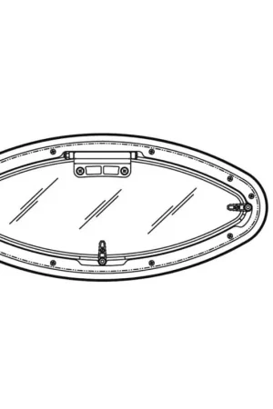 Compra Online Oblò Ellittico Bomar Flagship 209 x 468 mm con Carcassa in Nylon e Vetro Acrilico Fumè - Fermi Regolabili e Fissaggio Invisibile per Murate da 6-35 mm, Omologato CE