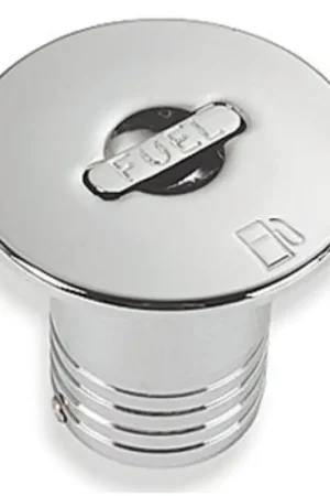 Popolare Tappo in Ottone Cromato a Filo Fuel 50 mm con Sistema di Apertura Senza Chiavi e Catenella Interna - Conforme RINA