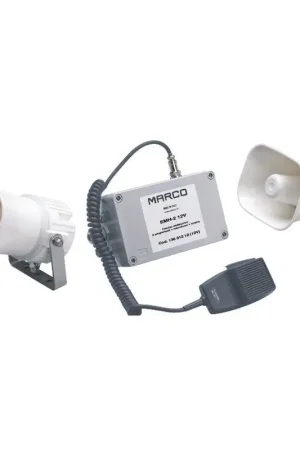 Tromba Nautica con Fischio 112 dB 12 V a 2 Altoparlanti - Sirena di Emergenza e Microfono per Imbarcazioni e Mezzi Pubblici, Completa di Supporti Inox e Entrate AUX Prezzo Di Fabbrica