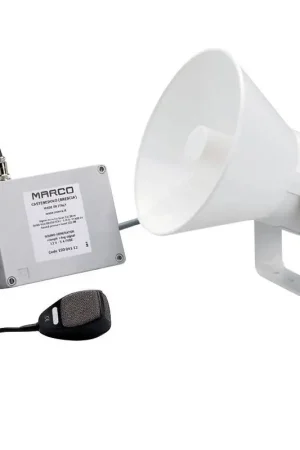 Tromba Elettronica Omologata RINA 12V per Imbarcazioni da 12 a 20 m - Amplificatore di Voce e Segnale Nebbia con Supporto in Acciaio Inox e Facile Montaggio Subito Disponibile