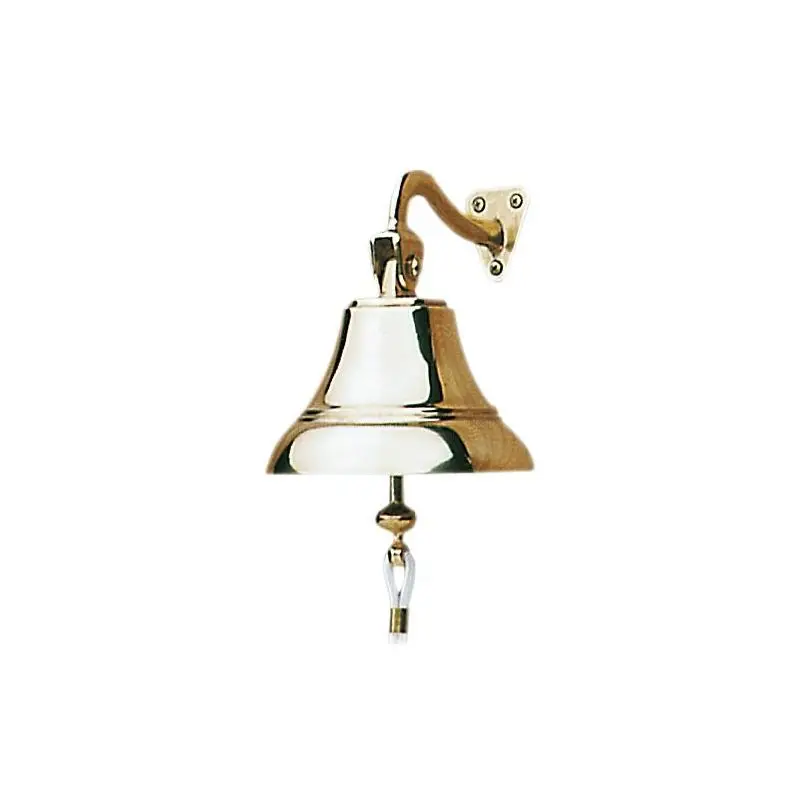 Campana in bronzo sonoro 100 mm lucidata a specchio con staffa basculante e battacchio per nautica e barche Promozione Esclusiva