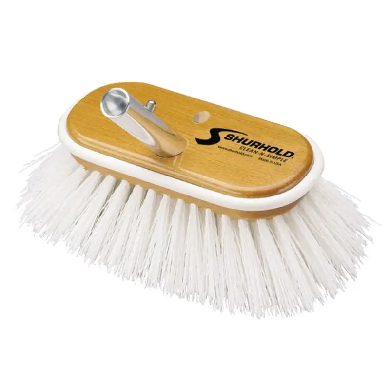 Spazzolone Shurhold 6 Fibre Dure Bianche per Pulizia Barche - Struttura in Legno Marino con Bordo Antiurto e Attacco Angolato in Alluminio - Disponibile in 2 Dimensioni Affare