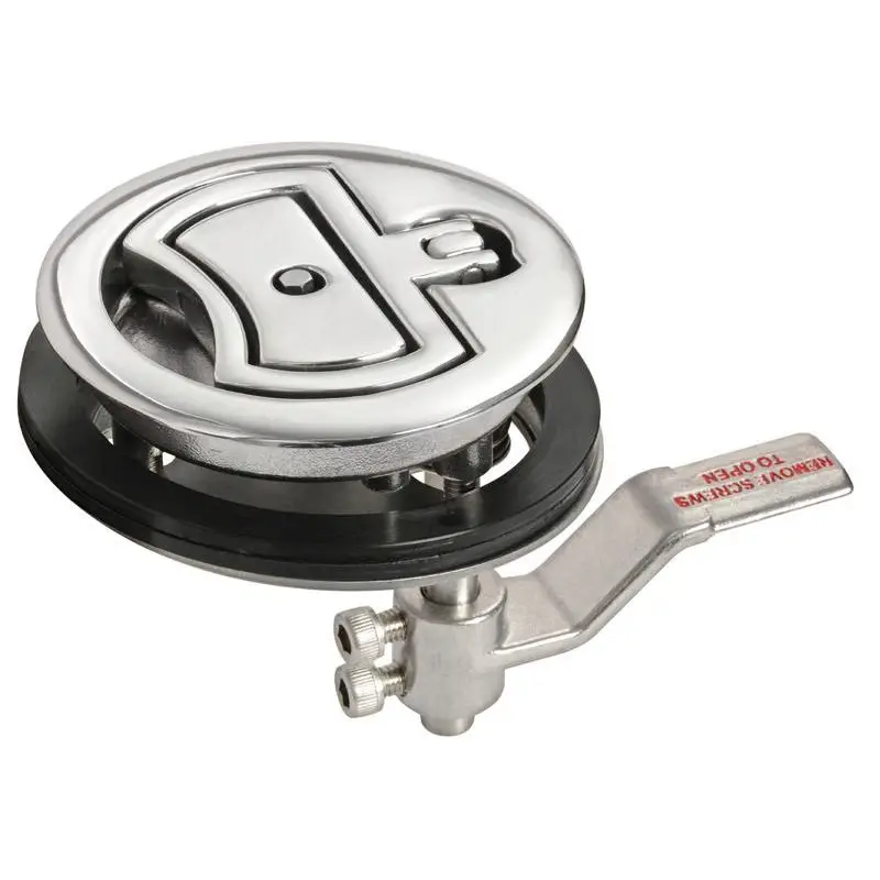 Esclusivo Alzapagliolo inox con serratura Ø90 - Sistema a camma eccentrica per chiusura stagna e sicura in acciaio inox AISI 316 lucidato a specchio