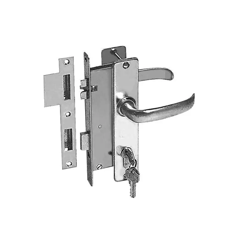 Serrat.DX ottone cromato satinato da incasso con dispositivo antivibrante e cilindro di sicurezza - 2 placche per barche e nautica Nuova Collezione