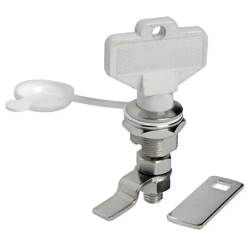 Bestseller Chiusura a tavella 13/35 in ottone cromato con cappuccio stagno, rotazione a 90° e molla anti-vibrante, completa di chiave e doppia levetta.