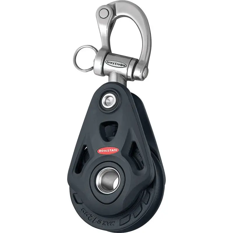 Bozzello Singolo Ronstan Serie 60 UB Core Block con Moschettone Girevole - Capacità Max 1000kg, Puleggia 60mm, Ideale per Vele e Drizze Vendita Finale