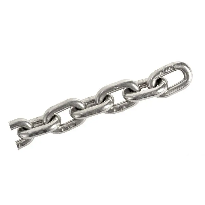 Catena inox calibrata 6 mm x 50 m per salpa ancore, marchiata ogni metro OSC, confezione pratica in cassa di legno. Soddisfatti O Rimborsati