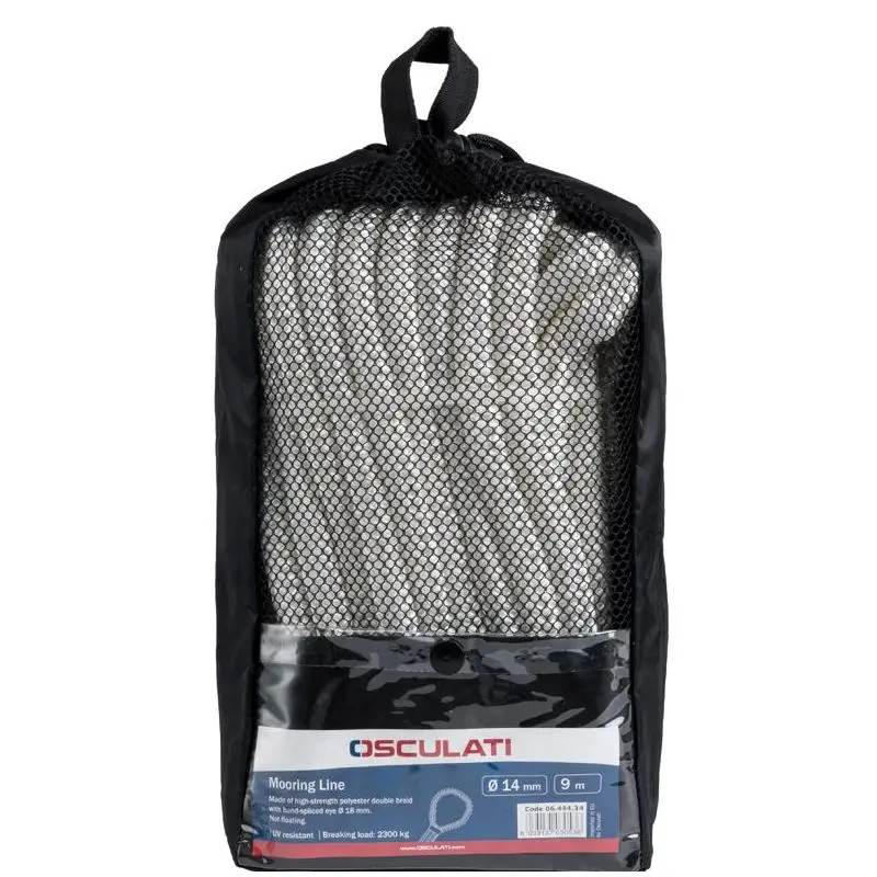 Cima con occhio 16 mm x 11 m nera - Doppia treccia in poliestere alta tenacità con occhio impiombato a mano per applicazioni nautiche Subito Disponibile