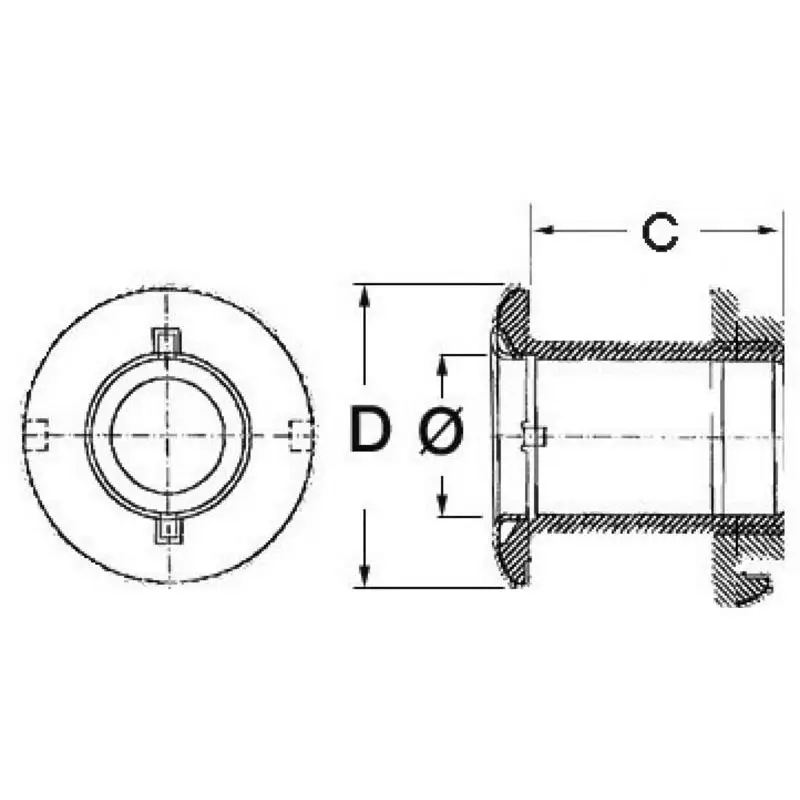Scarico a mare inox 1 1/2 x 112 mm con anello di collegamento di massa - Lucidato a specchio - Osculati Vendita Finale