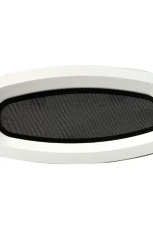 Oblò BOMAR Flagship Apribile Ellittico 418 x 200 mm con Carcassa in Nylon, Vetro Acrilico Fumè e Zanzariera - Fissaggio Invisibile - Spessore Murata 6-35 mm - Certificato CE Ultime Pezzi