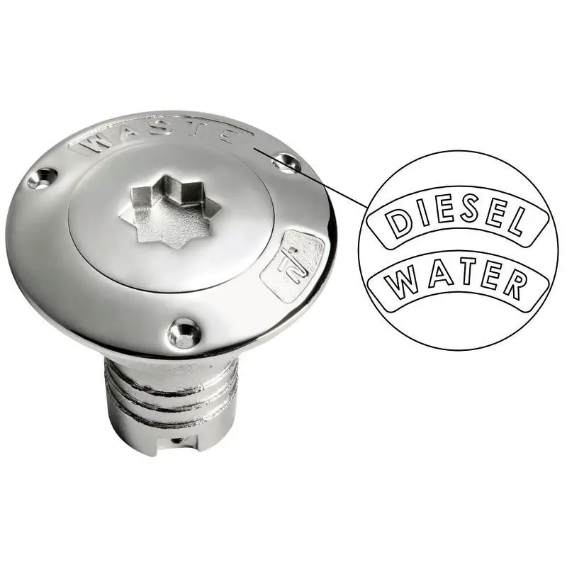 Quantità Limitata Tappo Imbarco Inox Waste 38 mm con Maniglia Esagonale e Simbologia DIN per Nautica