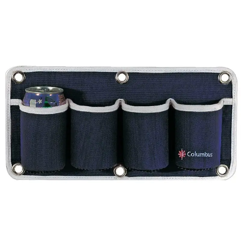 Tasca portabicchieri/portalattine bi-posto Columbus in cordura 1680 con fondo a rete e fissaggio versatile, accessorio nautico indispensabile. Novità