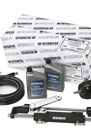 Novità Timoneria Nautech 1 max 300 HP Cilindro OBF/2 - Kit Completo con Pompa UP25F/UP28F, Cilindro Bilanciato UC128, Tubi Flessibili e Olio Idraulico