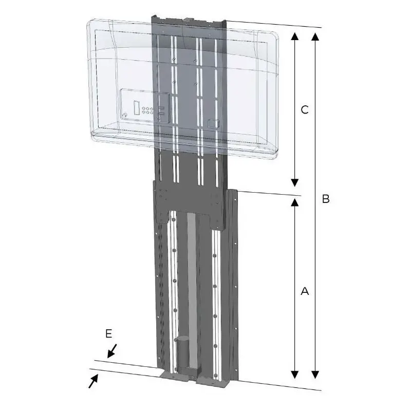 Solo Oggi TV LIFT ELETTRICO 700mm 12V PER NAUTICA - SOLLEVATORE VERTICALE COMPATIBILE VESA NERO