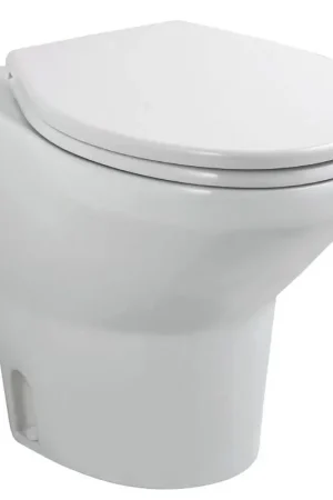 WC Tecma Compass High 24V per barche da 30 a 50', tazza in ceramica, silenzioso, con pannello Eco Rocker switch e sistema elettrovalvola. Occasione Imperdibile