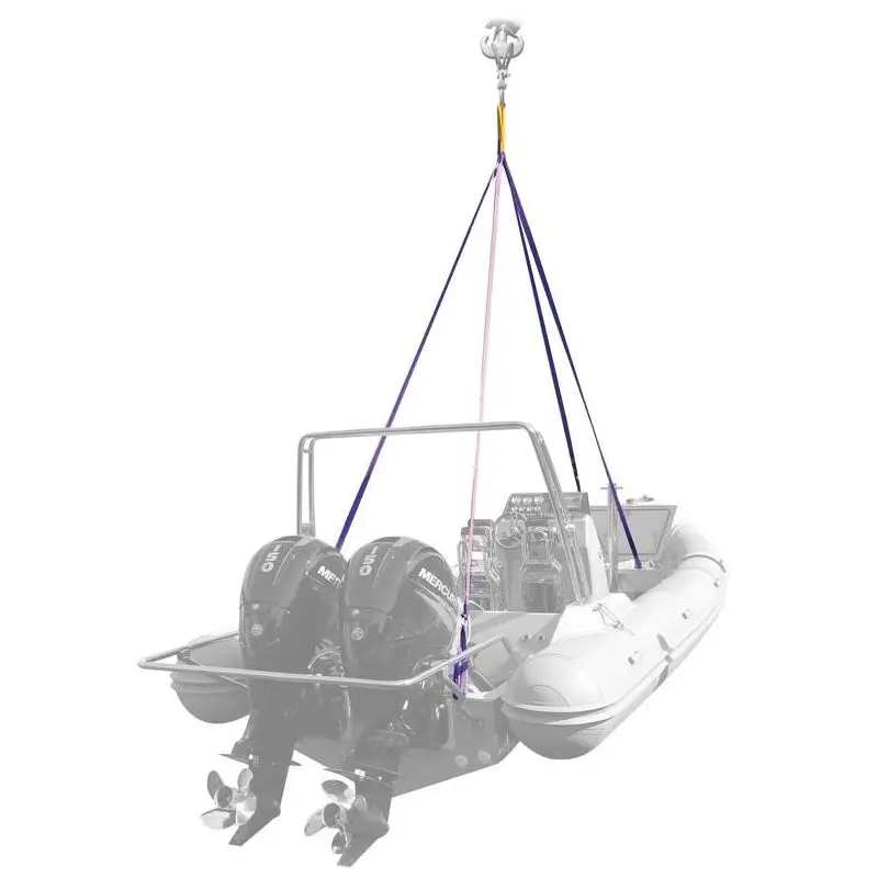 Sistema di Sollevamento a 4 Bracci per Imbarcazioni e Battelli Pneumatici - Kit Completo con Fasce e Anello Giallo per Regolazione Lunghezze - Ottimale per Alaggio e Sicurezza in Nautica Popolare