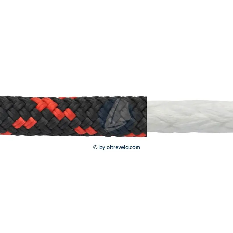 Bobina 100 metri Doppia treccia in DYNEEMA DSK75 Ø8mm nera spie rosse Promo Stagionale