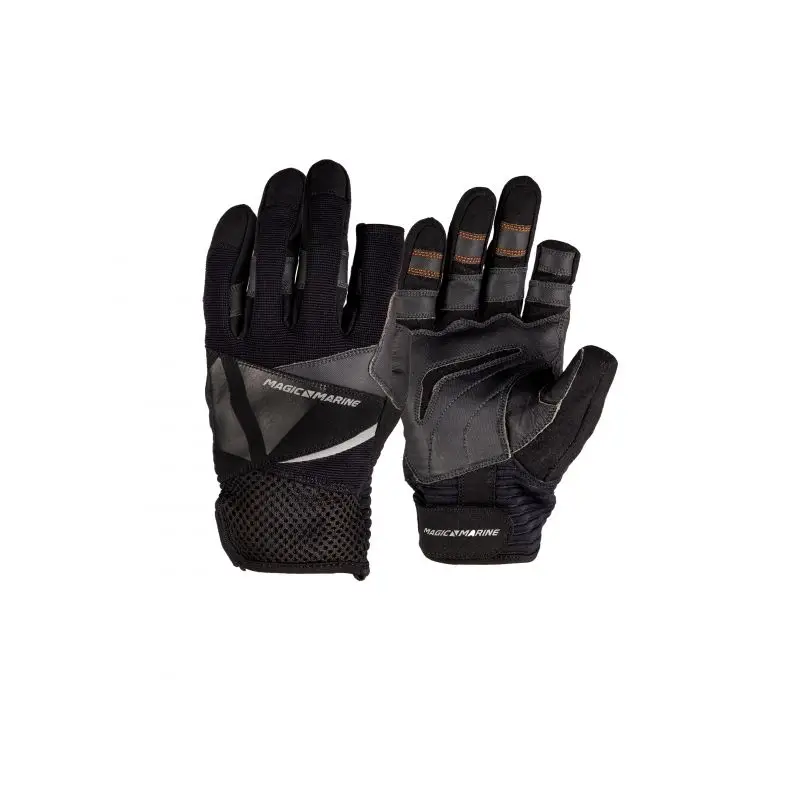 Guanti Ultimate 2 dita lunghe Magic Marine - Comfort e Grip Superiori per la Nautica con Rinforzo in Pelle Sintetica Clarino, Filo in Kevlar, Polso in Neoprene e Cinturino in Velcro Reso Gratuito