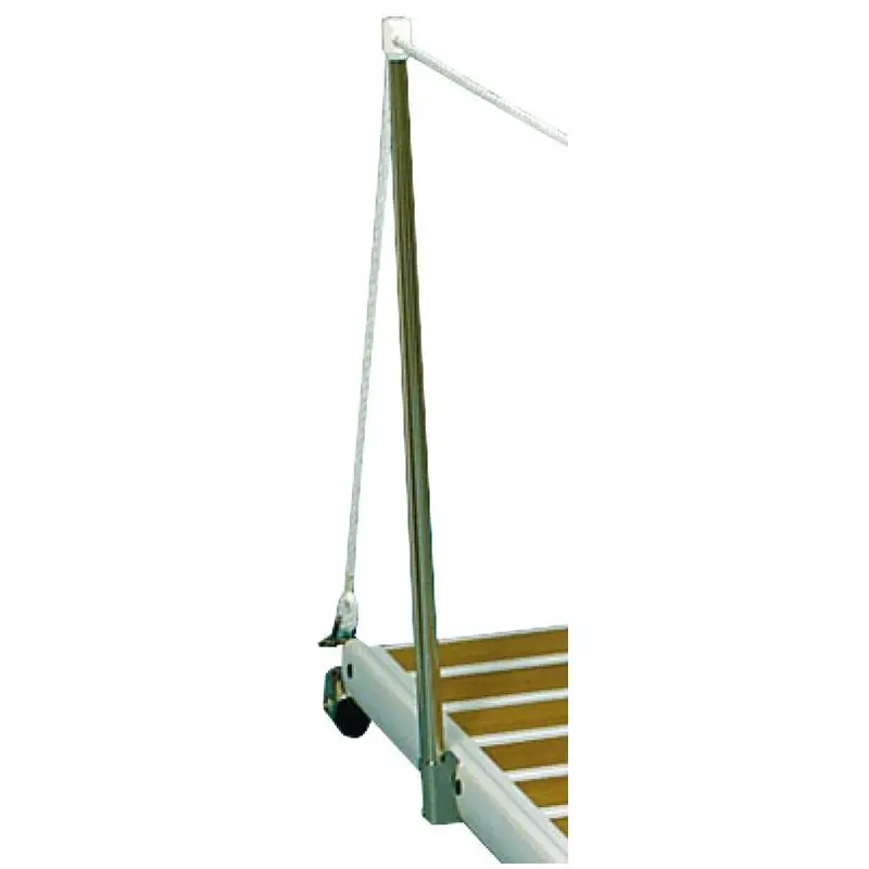 Nuovo Arrivo Kit Candelieri per Passerella Pieghevole 210 cm in Alluminio Verniciato Bianco con Accessori in Acciaio Inox AISI 316 e Ripiano Antisdrucciolo in Iroko