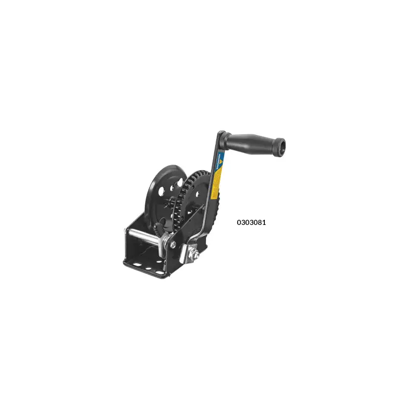 Argano Manuale kg.727 in Acciaio Verniciato Nero con Freno per Alaggio Imbarcazioni e Carrelli Porta Barca - Senza Cavo - Forniture Nautiche Super Prezzo