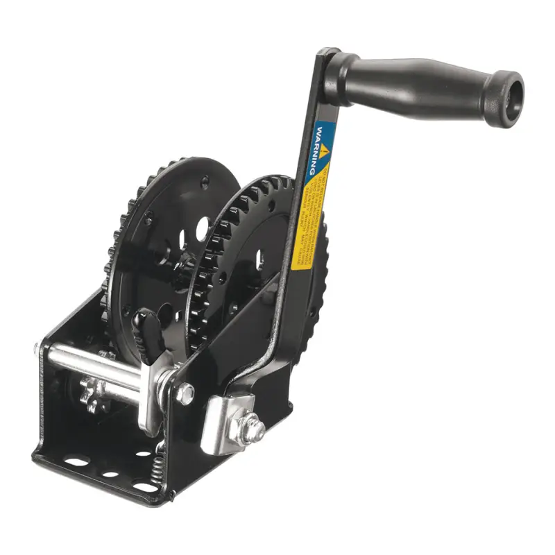 Nuova Collezione Argano Manuale DUAL DRIVE Kg. 900 in Acciaio Verniciato Nero con Freno - Massima Trazione e Resistenza per la Nautica
