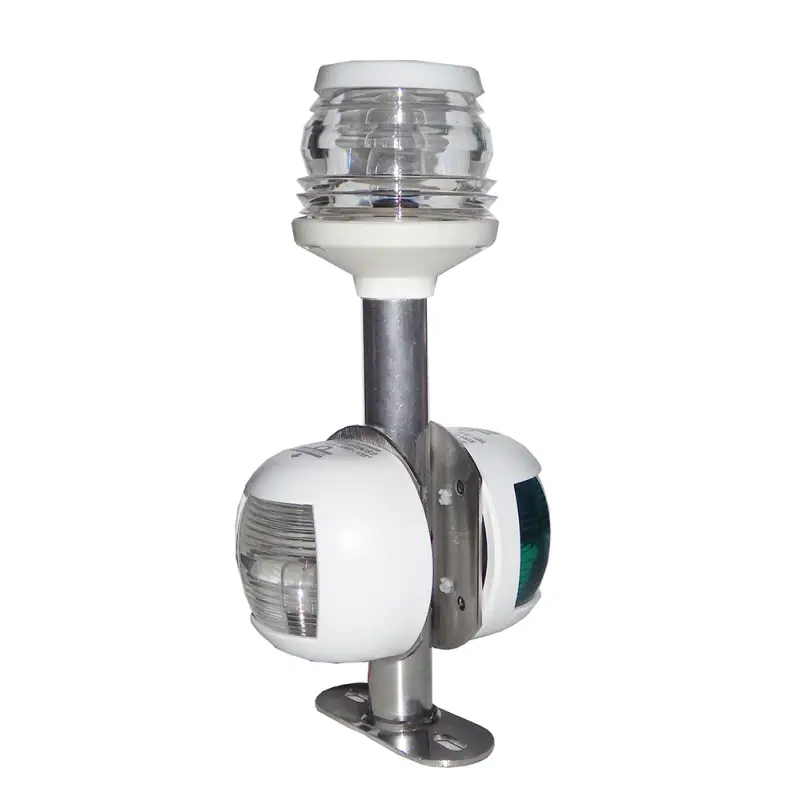 Esclusivo Fanale Combinato Bianco con Supporto per Imbarcazioni a Vela - Altezza 200 mm, Accensione Indipendente, Lampadina 12V