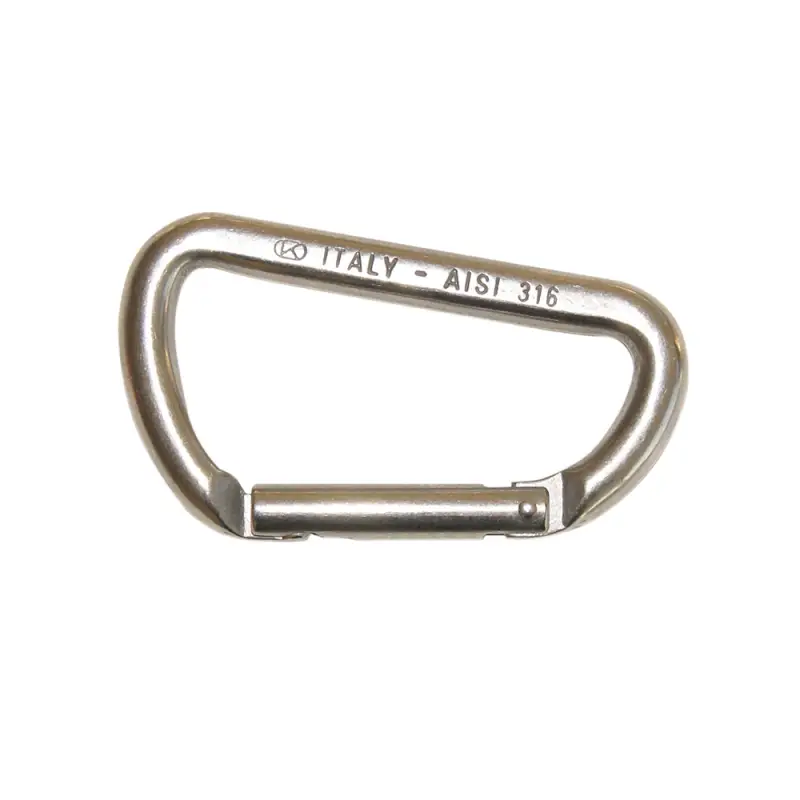 Popolare Moschettone Asimmetrico in Acciaio Inox AISI 316 - Kong Ø 8mm x 80mm con Chiusura Key-Lock e Carico di Rottura 1600kg