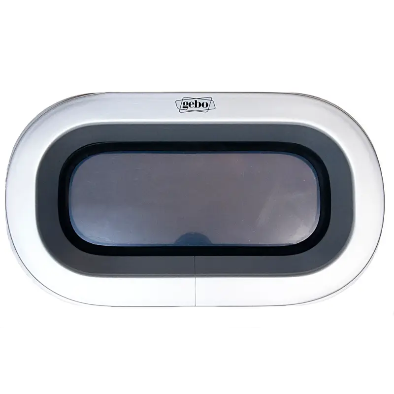 Promozione Esclusiva Oblò Rettangolare in Lega Leggera Anodizzata 500x280 mm - Policarbonato Acrilico Grigio Fumè con Installazione Senza Foratura e Cerniere Frizionate - Ideale per Barche e Nautica