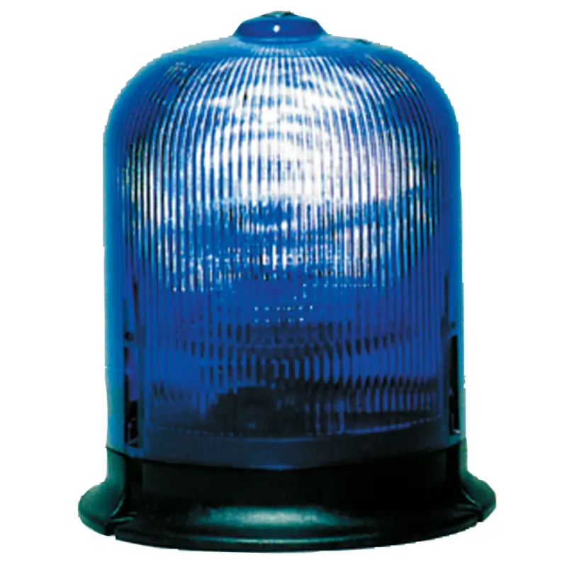 Acquista Ora Luce Rotante Blu Omologata per Barche e Veicoli Prioritari - Cupola in Policabonato, Base in Polipropilene Fibra di Vetro, Stagna IP 44, Rotazione a 160 RPM
