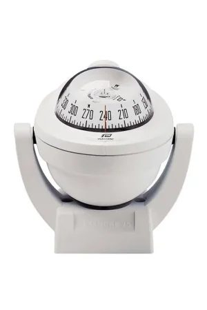 Bussola Offshore 75 Bianca con Staffa - Bussola Nautica per Barche a Motore (5-8 mt) - Installazione Orizzontale/Verticale, Illuminazione 12 V Prezzo Conveniente