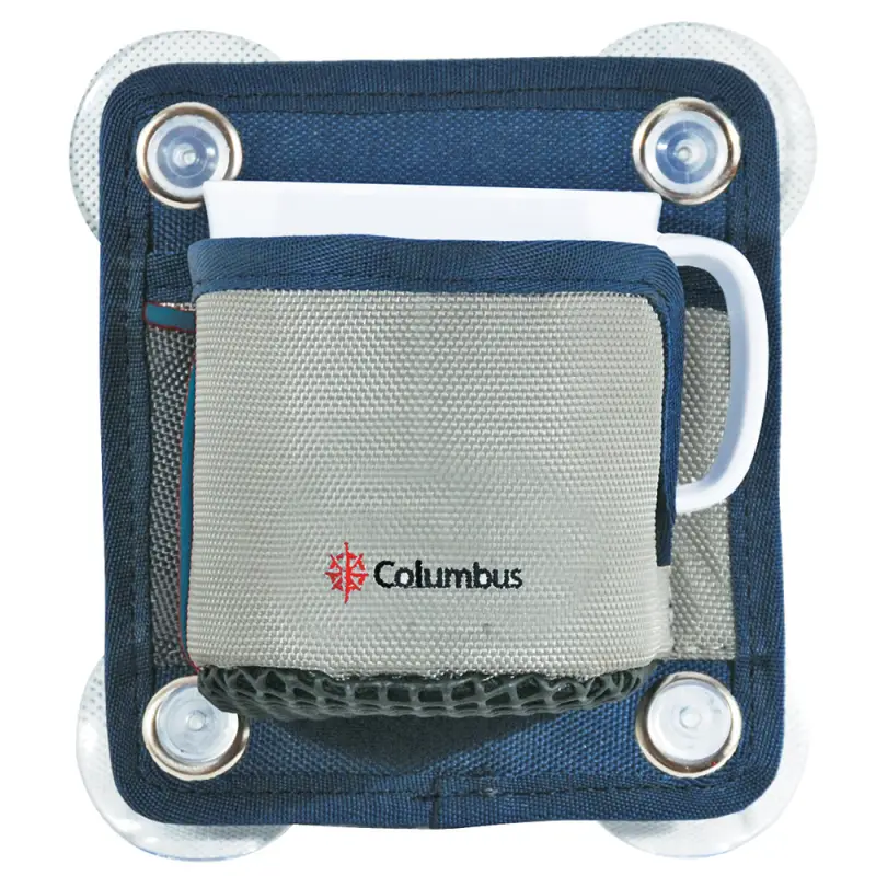 Tasca Portatazza Columbus in Cordura con Fondo in Rete - Dimensioni 13x15 cm - Fissaggio a Ventosa Occasione