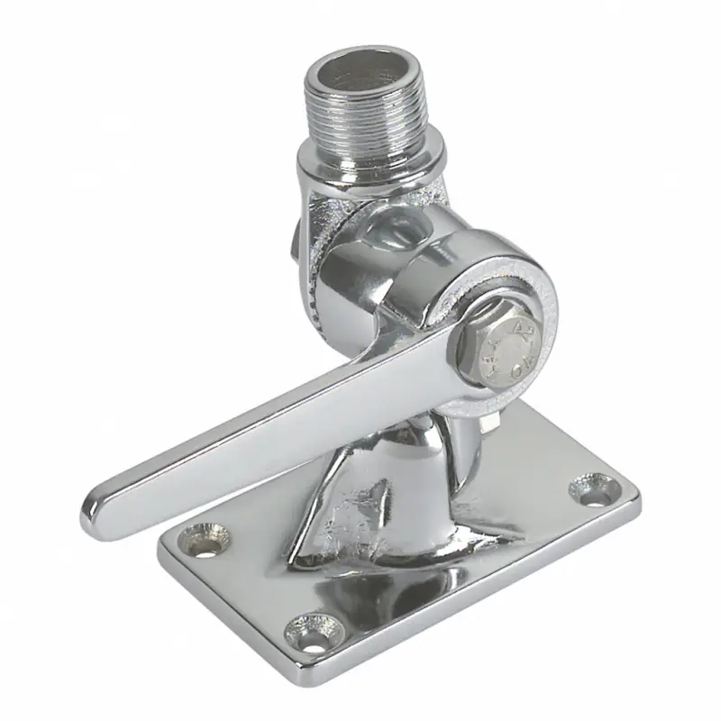 Offerta Base Antenna Ottone Doppio Snodo - Base in Ottone Cromato con Foro Passaggio Cavo