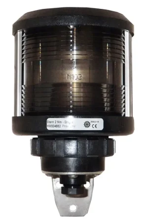 Fanale Bianco Poppa Serie 35 - Fanale Nero in Policarbonato con Staffa Inox - Omologato R.I.Na. e MED 96/98 - EC per Imbarcazioni Commerciali Popolare