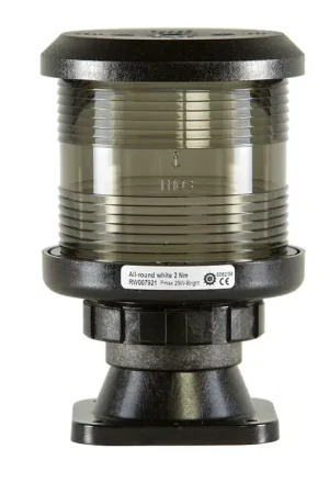 Fanale Fonda 360° Bianco Serie 35 - Fanale Nero a Luce Bianca 360° Omologato R.I.Na. e MED per Imbarcazioni Commerciali in Policarbonato Rinforzato con Staffa Inox Compra Online