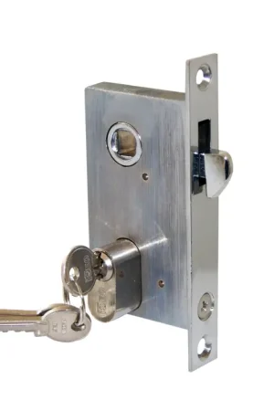 Offerta Speciale Serratura da Incasso in Ottone Cromato con Cilindro per Porte Scorrevoli - Dimensioni Incasso mm. 83x17, Quadro mm. 8