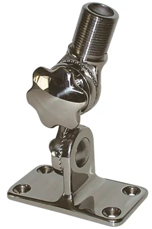 Base Antenna Inox 316 Doppio Snodo - Robusta Base in Acciaio Inossidabile AISI 316 con Foro Passaggio Cavo per Vela e Nautica Super Prezzo