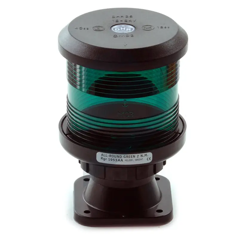 Fanale 360° Verde Serie 35 - Fanale Nero Omologato R.I.Na. e MED per Imbarcazioni Commerciali (Policarbonato Rinforzato, Staffa Inox) Più Venduto